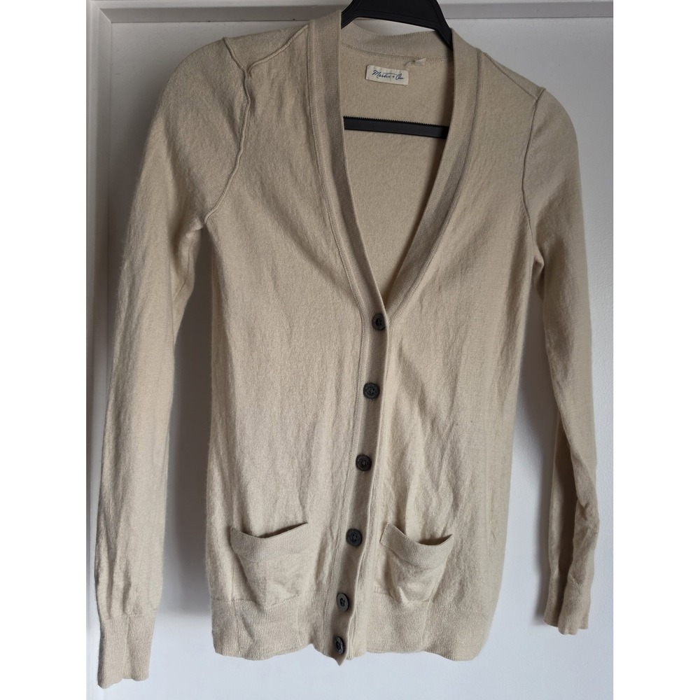 Martin + Osa Cardigan S Beige Cashmere Silk V-Neck Long Sleeve Sweater Wrap